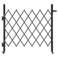 Poarta simpla pliabila de securitate, Retractabila, Otel, Negru, 2 x roti, Dimensiune 110 × 131 cm