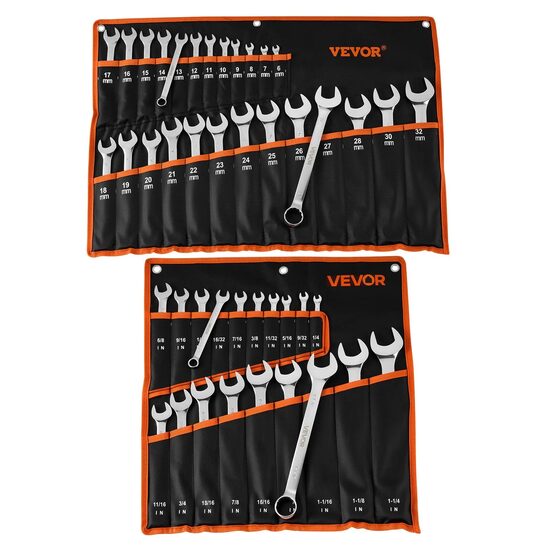 Set 40 x chei combinate, 6 la 32 mm și 1/4" la 1-1/4", Crom Vanadiu