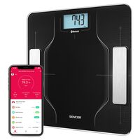Cantar Smart fitness, Conexiune Bluetooth pentru iOS și Android, max 150 kg, Negru