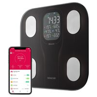 Cantar Smart fitness, Conexiune Bluetooth pentru iOS și Android, max 150 kg, Negru, afisaj color