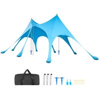 Pavilion de plaja, portabil, 6x4 m, Albastru, Densitate 180 g/m², protectie UPF 50+, Cadru aluminiu, Inaltime 2.8 m