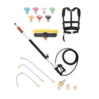 Lance telescopica pentru masini de spalat cu presiune, 7 duze, Ham de sustinere, Lungime 6.3 m, max 275 Bar, Aluminiu, 3 x capete, perie
