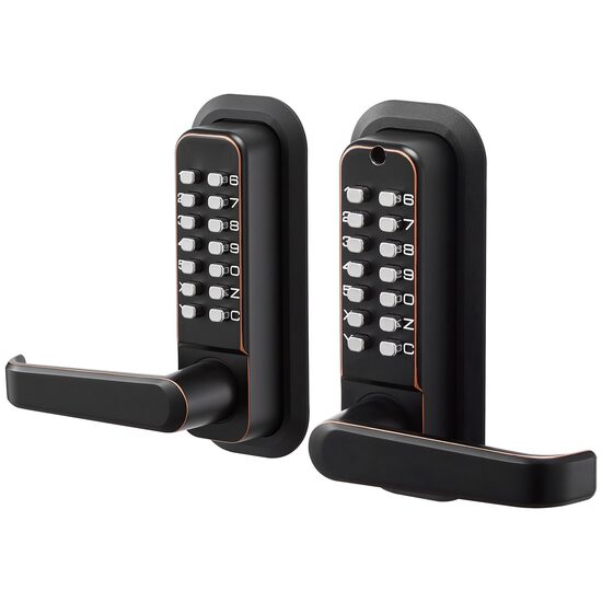 Yala mecanica cu cifru si maner, 14 taste, Blocare automata, Utilizare usa stanga/dreapta, Bronz, Interior/Exterior