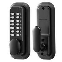 Yala mecanica cu cifru si maner, 14 taste, Blocare automata, Utilizare usa stanga/dreapta, Negru, Interior/Exterior