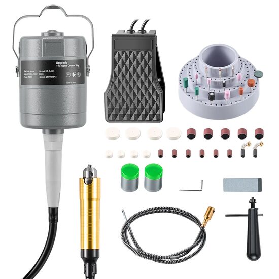 Polizor cu arbore flexibil si pedala, 780 W, Turatie 25000 rpm, lungime ax 100 cm, 112 accesorii