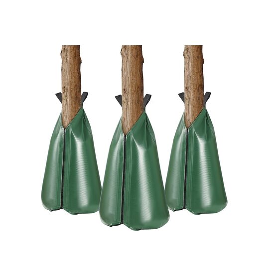 Set 3 x inel de irigare tulpina pomi, eliberare lentă 5-9 ore, Capacitate 75 l, PVC, Verde