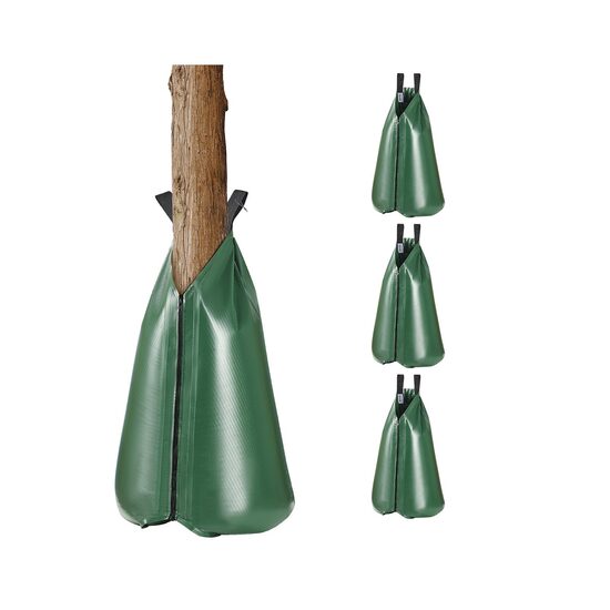 Set 4 x inel de irigare tulpina pomi, eliberare lentă 5-9 ore, Capacitate 75 l, PVC, Verde