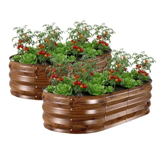 Set 2 x Jardiniere fara fund, Metal, Maro, 1200 x 600 x 300 mm, Suprainaltat