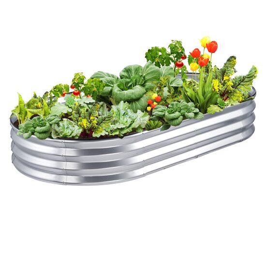 Pat de gradina din otel galvanizat pentru flori/legume, Suprainaltat, 182.5 x 92.5 x 28 cm, fara fund