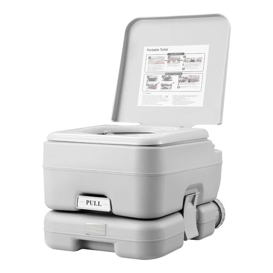 Toaleta portabila pentru camping, Rezervor apa 12 l, Rezervor canalizare 12 l, Consum apa spalare 80 ml, max 200 kg, Geanta transport