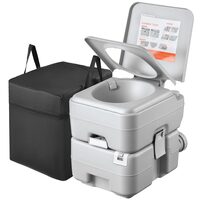 Toaleta portabila pentru camping, Rezervor apa 12 l, Rezervor canalizare 20 l, Pompa manuala cu piston, max 150 kg, Geanta transport
