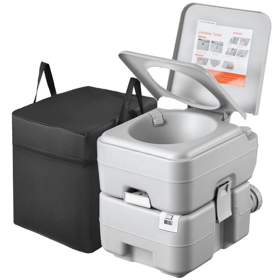 Toaleta portabila pentru camping, Rezervor apa 12 l, Rezervor canalizare 20 l, Pompa manuala cu piston, max 150 kg, Geanta transport