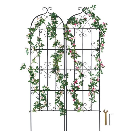 Set 2 x spalier metalic pentru gradina, 51 x 180 cm, Otel, Negru