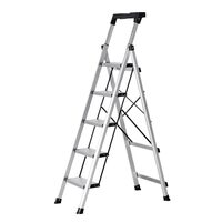 Scara pliabila cu 5 x Trepte Anti-derapante, Tava scule, Capacitate 150 kg, Aluminiu, 480 x 835 x 1490 mm