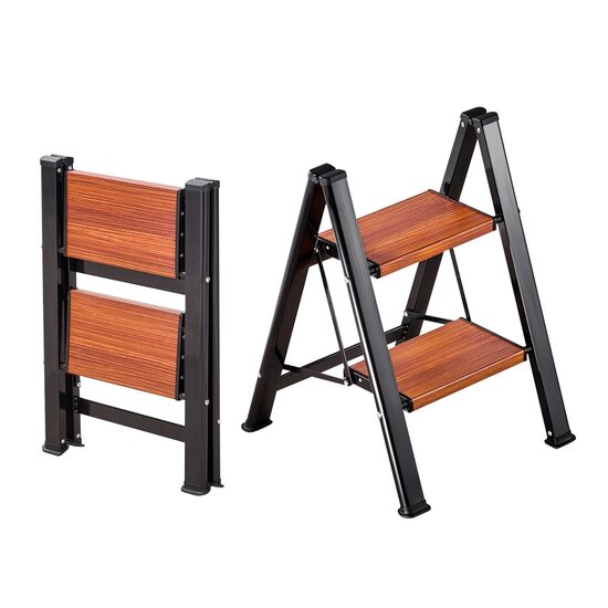 Scara pliabila cu 2 x Trepte Anti-derapante, Capacitate 150 kg, Otel/Aluminiu, 45 x 49 x 59 cm