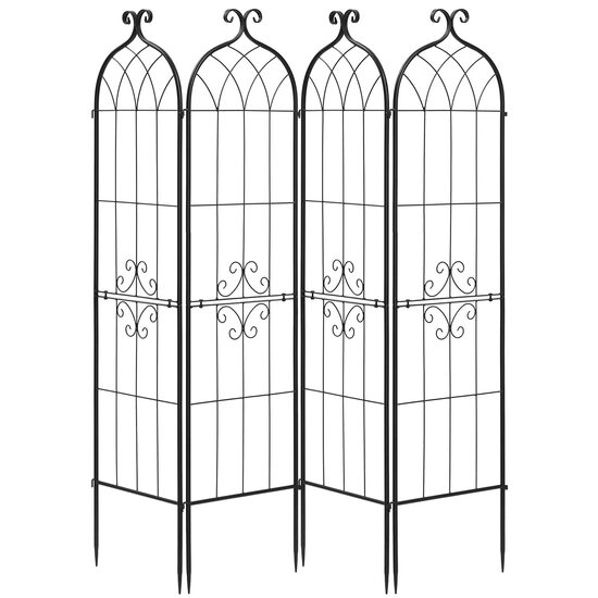 Set 4 x spalier metalic pentru gradina, 152 x 40.5 cm, Otel, Negru