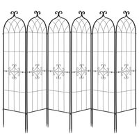 Set 6 x spalier metalic pentru gradina, 180 x 52.5 cm, Otel, Negru