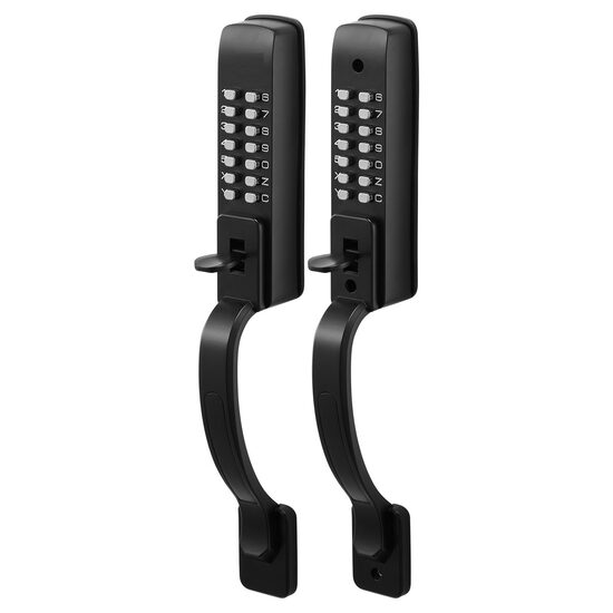 Yala mecanica cu cifru si manere mari exterioare, 14 taste, Blocare automata, Utilizare usa stanga/dreapta, Negru, Interior/Exterior