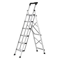 Scara pliabila cu 6 x Trepte Anti-derapante, Tava scule, Capacitate 150 kg, Aluminiu, 47 x 95 x 165 cm