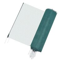 Tarc temporar mobil pentru Pasari/Animale mici, 0.9 x 50 m, Verde, 17 x Stalpi sustinere din fibra de sticla, 4 x cabluri ancorare