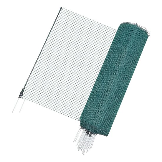 Tarc temporar mobil pentru Pasari/Animale mici, 0.9 x 50 m, Verde, 17 x Stalpi sustinere din fibra de sticla, 4 x cabluri ancorare