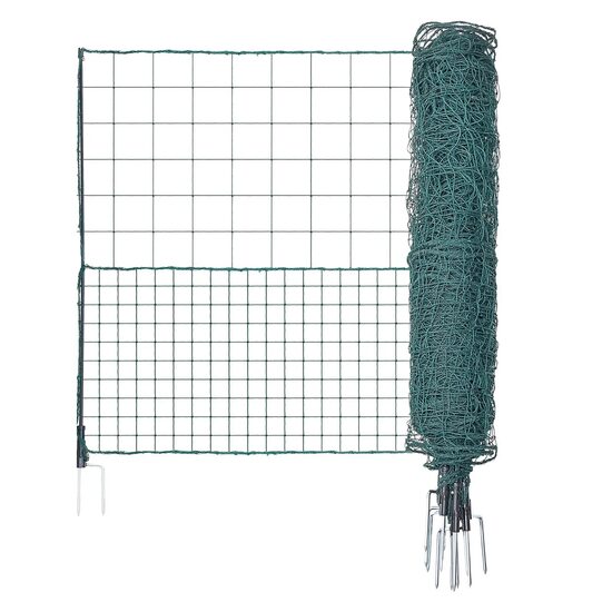 Tarc temporar mobil pentru Pasari/Animale mici, 1.25 x 25 m, Verde, 8 x Stalpi sustinere din fibra de sticla, 4 x cabluri ancorare