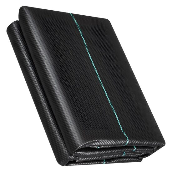 Set 2 x pachete geotextil contra buruienilor, Densitate 90 g/mp, Dimensiune 1.2 x 15.2 m/buc, Negru, 30 x accesorii prindere