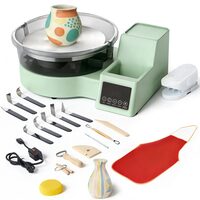 Roata de olarit profesionala electrica, Diametru platan 28 cm, pedala si Ecran tactil, 450 W, viteza reglabila 30-300 rpm, bazin detasabil, verde