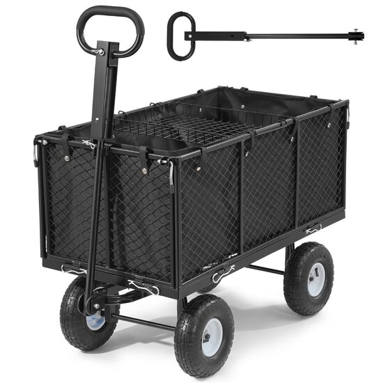 Carucior de gradina, Otel, Capacitate 544 kg, Otel, panouri detasabile, 990 x 520 x 410 mm