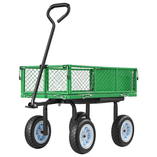 Carucior de gradina, Otel, Capacitate 226 kg, Otel, panouri detasabile, 860 x 460 x 225 mm, anvelope PU anti-pana