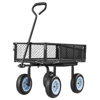 Carucior de gradina 2 in 1, Otel, Capacitate 226 kg, Otel, panouri detasabile, 860 x 460 x 225 mm, anvelope PU anti-pana, Negru