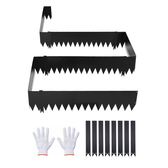 Set 6 x Borduri din Otel galvanizat, Lungime totala 6 m, Inaltime 25 cm, Grosime 1.5 mm, 8 x cleme conectare