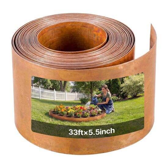 Bordura din Otel Corten, Lungime 10 m, Inaltime 14 cm, Flexibila, Grosime 0.5 mm