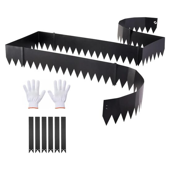 Set 6 x Borduri din Otel galvanizat, Lungime totala 6 m, Inaltime 20 cm, Grosime 1 mm, 6 x cleme conectare