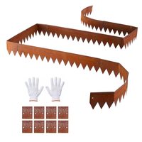 Set 6 x Borduri din Otel Corten, Lungime totala 6 m, Inaltime 15 cm, Grosime 1.2 mm, 8 x cleme conectare