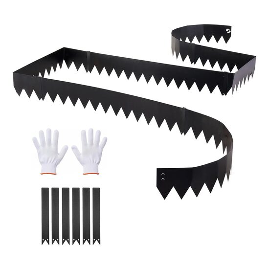 Set 6 x Borduri din Otel galvanizat, Lungime totala 6 m, Inaltime 15 cm, Grosime 1 mm, 6 x cleme conectare, Negru