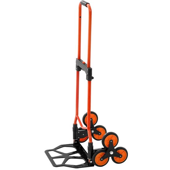 Carucior pliabil pentru scari, max 54 kg, 6 x roti, Otel, Portocaliu