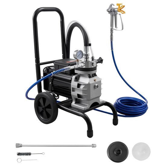 Pompa de vopsit cu diafragma, putere 1100 W, Debit 2 l/min, 150 Bar, lungime furtun 10 m, 2 x roti