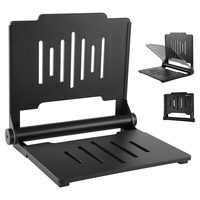 Scaun dus pliabil, montaj perete, Negru, Inox/PP, max 180 kg, dimensiuni deschis 496 x 417 x 445 mm