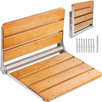 Scaun dus pliabil, montaj perete, Maro, Inox/Lemn, max 100 kg, dimensiuni deschis 408 x 340 x 270 mm