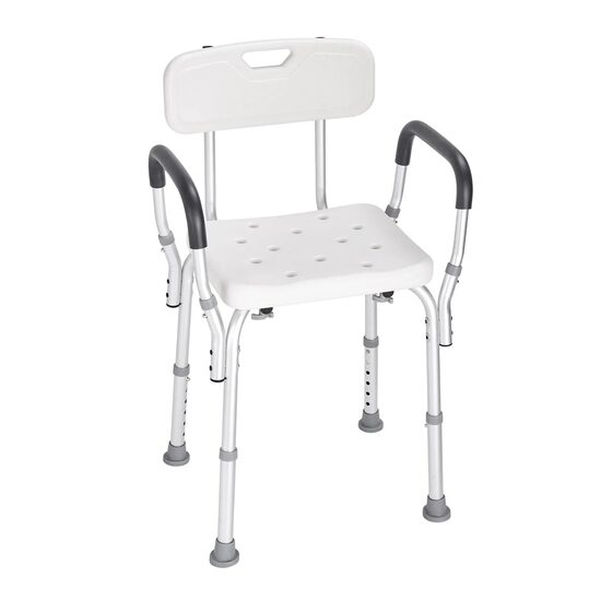 Scaun de dus cu inaltime reglabila si spatar pentru persoane cu dizabilitati, max 158 kg, Anti-derapant, aluminiu