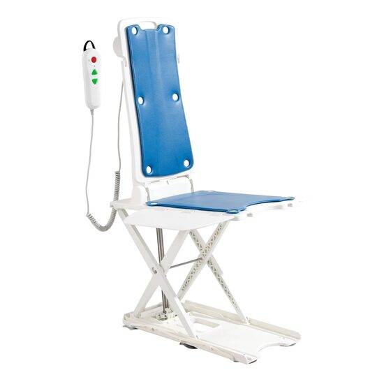 Scaun electric de dus pentru persoane cu dizabilitati, IPX8, max 145 kg, Ridicare/Inclinare spatar, Ventuze Anti-derapante, Telecomanda cu fir