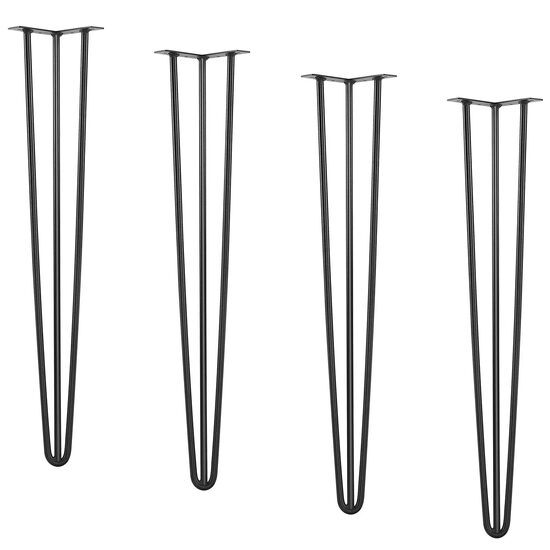 Set 4 x picioare de masa tip ac de par, Inaltime 71 cm, Otel, Negru, max 400 kg