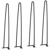 Set 4 x picioare de masa tip agrafa, Inaltime 71 cm, Otel, Negru, max 225 kg