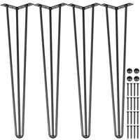 Set 4 x picioare de masa tip ac de par, Inaltime 66 cm, Otel, Negru, max 100 kg