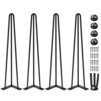 Set 4 x picioare de masa tip ac de par, Inaltime 50 cm, Otel, Negru, max 100 kg