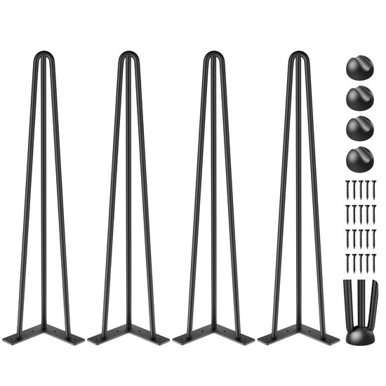Set 4 x picioare de masa tip ac de par, Inaltime 50 cm, Otel, Negru, max 100 kg