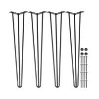 Set 4 x picioare de masa tip ac de par, Inaltime 56 cm, Otel, Negru, max 100 kg