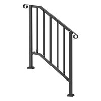 Balustrada pentru 2-3 trepte exterioare, Negru, Otel, 950 x 84 x 985 mm, unghi reglabil