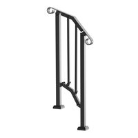 Balustrada pentru 1-2 trepte exterioare, Negru, Otel, 1535 x 84 x 990 mm